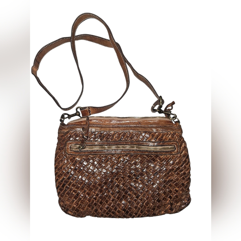 Langellotti Crossbody Brown Leather Handbag Purse Y2K Retro Boho Shoulder Tan